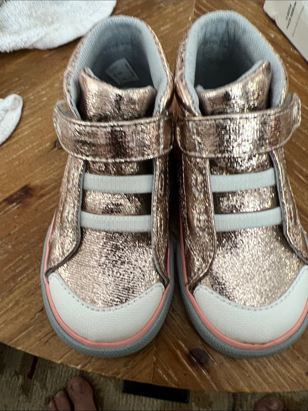 See Kai Run Metallic Rose Gold Kids High-Top Sneakers toddler
